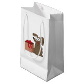 Funny Cartoon Dog met Cadeau Klein Cadeauzakje (Voorkant Gekanteld)