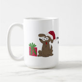 Funny Cartoon Dog met Gezegde Koffiemok (Links)