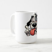 funny cartoon dog mug with tongue out koffiemok (Voorkant links)