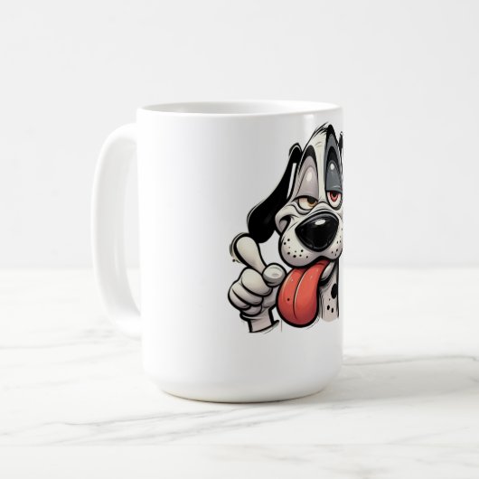 funny cartoon dog mug with tongue out koffiemok (Voorkant links)