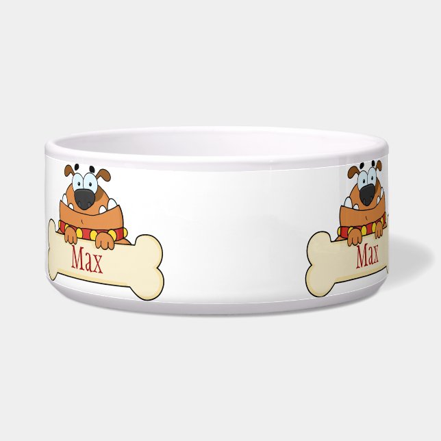 Funny Cartoon Dog Personalized Pet Bowl Voerbakje (Links)