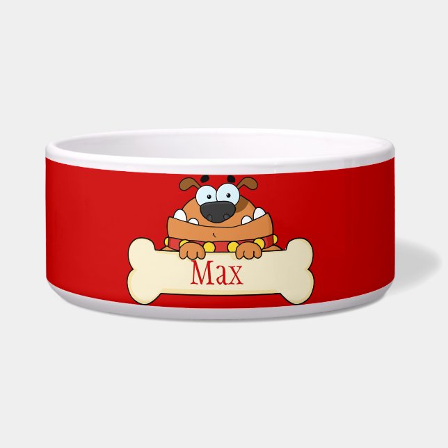 Funny Cartoon Dog Personalized Pet Bowl Voerbakje (Voorkant)