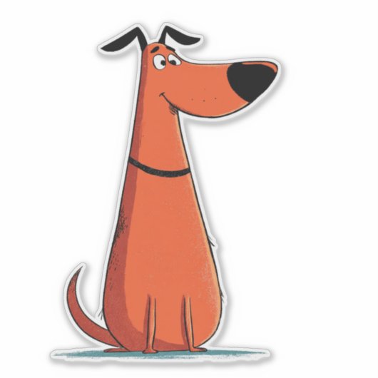Funny Cartoon Dog Sticker (Voorkant)