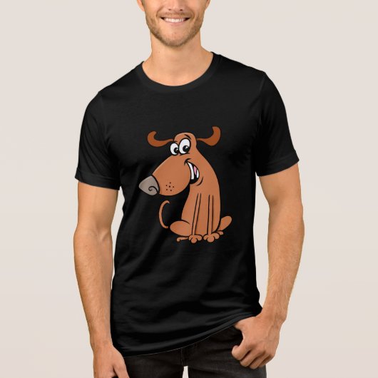 Funny Cartoon Dog Tri-Blend Shirt (Voorkant)