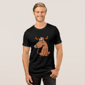 Funny Cartoon Dog Tri-Blend Shirt (Voorkant volledig)