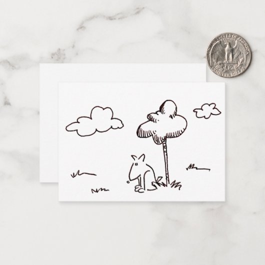 Funny Cartoon Dog Under Tree Drawing Notitiekaartje (Voorkant / Achterkant in situ)
