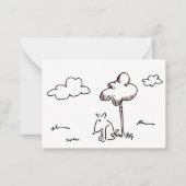 Funny Cartoon Dog Under Tree Drawing Notitiekaartje (Voorkant)