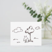 Funny Cartoon Dog Under Tree Drawing Post Card Briefkaart (Staand voorkant)