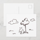 Funny Cartoon Dog Under Tree Drawing Post Card Briefkaart (Voorkant / Achterkant)