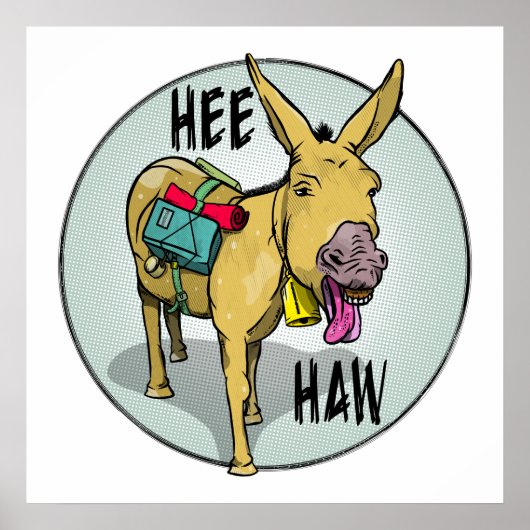FUNNY CARTOON DONKEY HEE HAW POSTER (Voorkant)