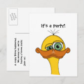 Funny Cartoon Duck Aankondigingskaart (Voorkant / Achterkant)
