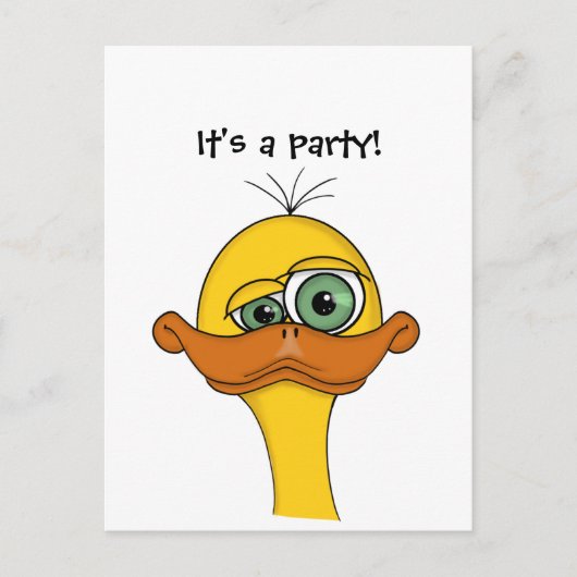 Funny Cartoon Duck Aankondigingskaart (Voorkant)
