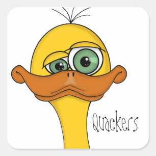 Funny Cartoon Duck Vierkante Sticker