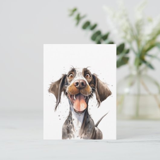 Funny Cartoon Duitse Pointer Dog Briefkaart (Staand voorkant)