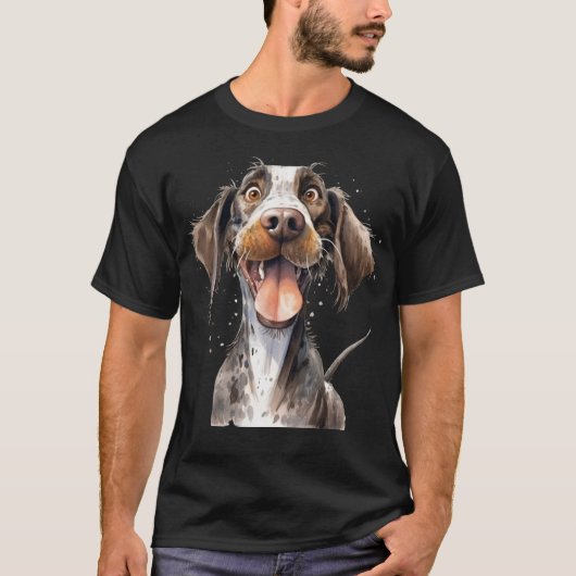 Funny Cartoon Duitse Pointer Dog T-shirt (Voorkant)