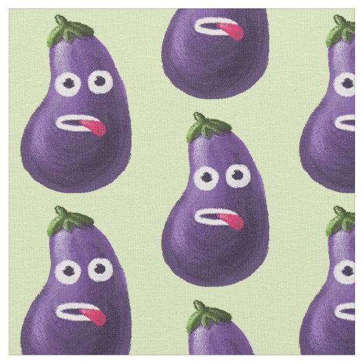 Funny Cartoon Eggplant Pattern Stof (Close Up)