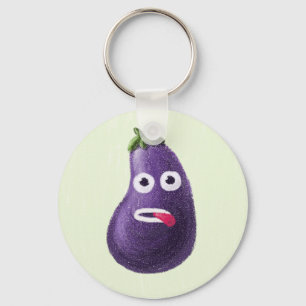 Funny Cartoon Eggplant Sleutelhanger