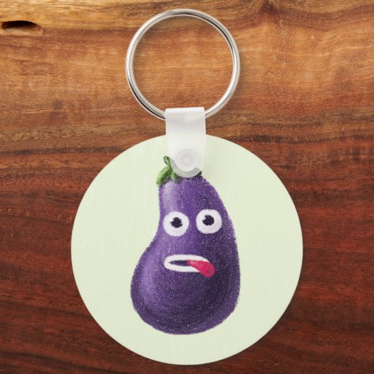 Funny Cartoon Eggplant Sleutelhanger (Voorkant)