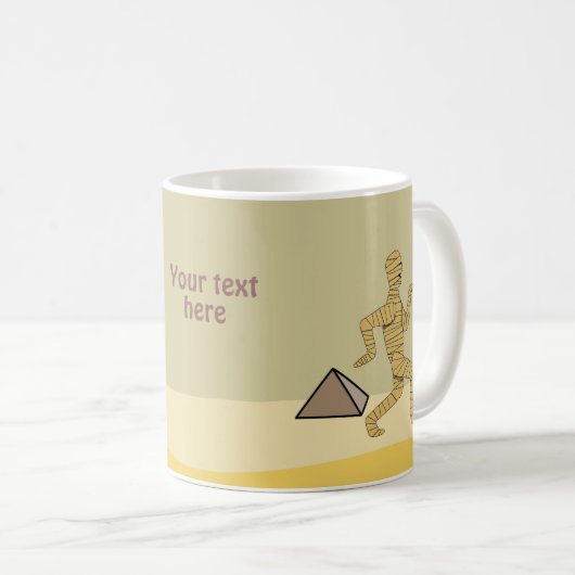 Funny Cartoon Egyptian Mummy Pyramids Custom Koffiemok (Voorkant rechts)