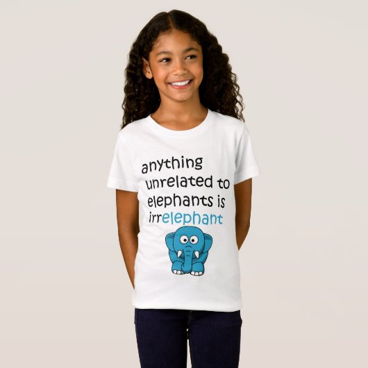 Funny Cartoon Elephant Text T-shirt (Voorkant volledig)