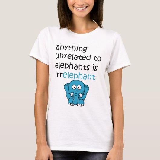 Funny Cartoon Elephant Text T-shirt (Voorkant)