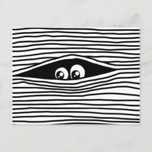 Funny Cartoon Eyes die ongezien kijkt Briefkaart