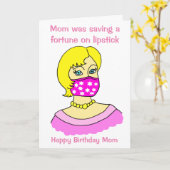 Funny Cartoon Face Mask Lipstick Blonde Birthday Kaart (Gele Bloem)