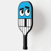 Funny cartoon face pickleball paddle met initialen (Links)