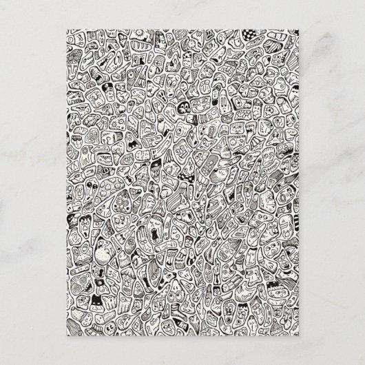 Funny Cartoon Faces Drawing Postcard Briefkaart (Voorkant)