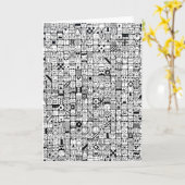 Funny Cartoon Faces Squares Kaart (Gele Bloem)