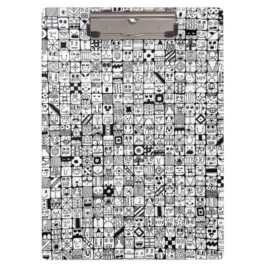 Funny Cartoon Faces Squares Klembord (Voorkant)