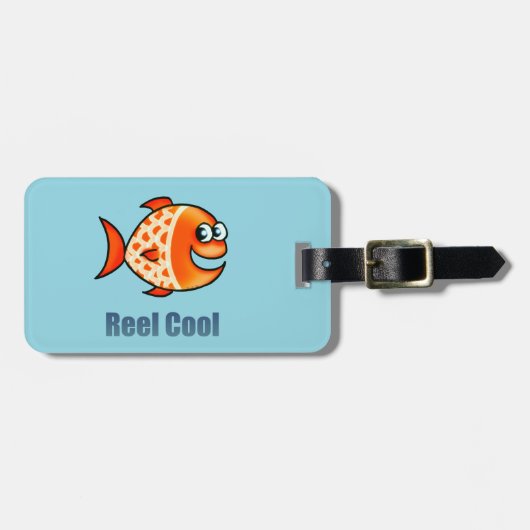 Funny Cartoon Fish Ocean Pun Bagagelabel (Voorkant horizontaal)