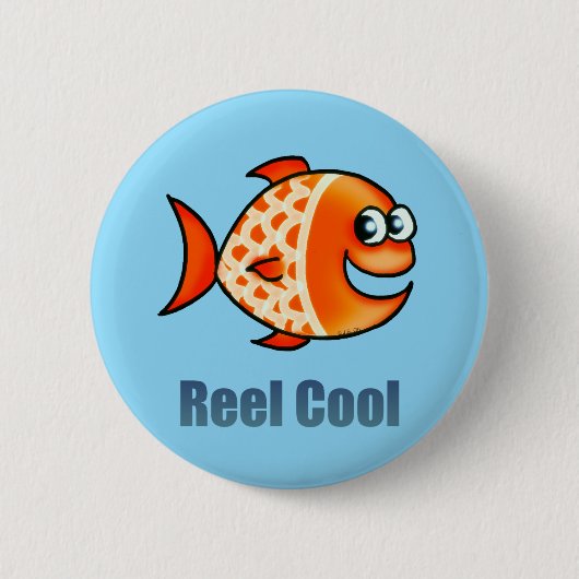 Funny Cartoon Fish Ocean Pun Ronde Button 5,7 Cm (Voorkant)