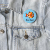 Funny Cartoon Fish Ocean Pun Ronde Button 5,7 Cm (In situ)