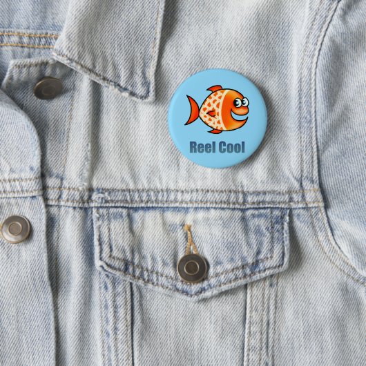 Funny Cartoon Fish Ocean Pun Ronde Button 5,7 Cm (In situ)
