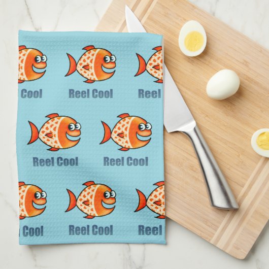 Funny Cartoon Fish Ocean Pun Theedoek (Quarter Fold)