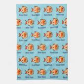 Funny Cartoon Fish Ocean Pun Theedoek (Verticaal)
