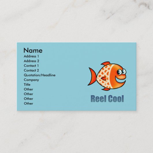 Funny Cartoon Fish Ocean Pun Visitekaartje (Voorkant)
