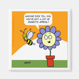 Funny Cartoon Flower and Bee with Insects Appeal Magneet