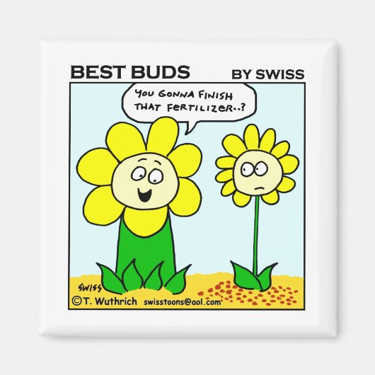 Funny Cartoon Flower Hungry For More Fertilizer Magneet (Voorkant)