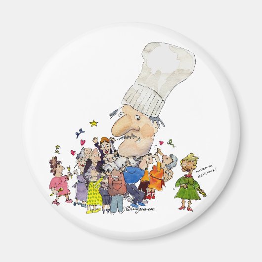 Funny Cartoon French Chef Magneet (Voorkant)