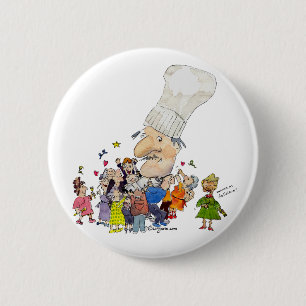 Funny Cartoon French Chef Ronde Button 5,7 Cm