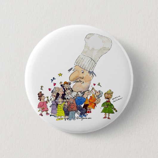Funny Cartoon French Chef Ronde Button 5,7 Cm (Voorkant)