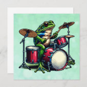 Funny Cartoon Frog Spelen De Drums (Voorkant / Achterkant)