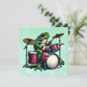Funny Cartoon Frog Spelen De Drums (Staand voorkant)
