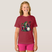 Funny Cartoon Frog Spelen De Drums T-shirt (Voorkant volledig)