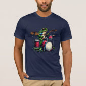 Funny Cartoon Frog Spelen De Drums T-shirt (Voorkant)