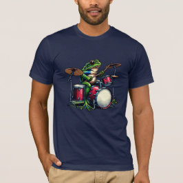 Funny Cartoon Frog Spelen De Drums T-shirt