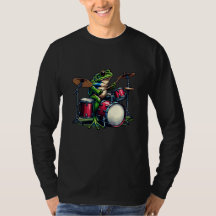 Funny Cartoon Frog Spelen De Drums