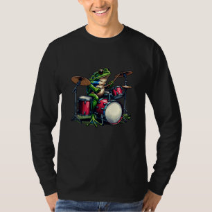 Funny Cartoon Frog Spelen De Drums T-shirt